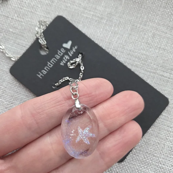 Handmade Silver Starfish Pendant Necklace - Picture 2 of 2